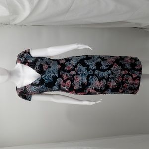 Dress The Population Multi Color Sequin Velvet Sheath Dress Shimmering V Neck S